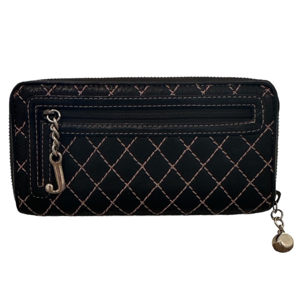 Juicy Couture Brown Leather Wallet Pink Stitching Y2K - Picture 3 of 12